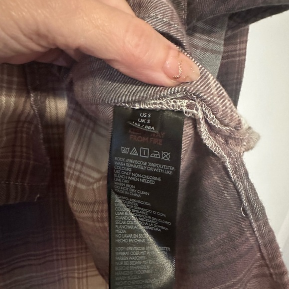BDG Urban Outfitters Amethyst, Gray, Cream Plaid Soft Flannel Shirt - Picture 5 of 5